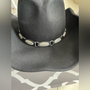 SCALA Black Wool Fedora Cowboy Western Hat .